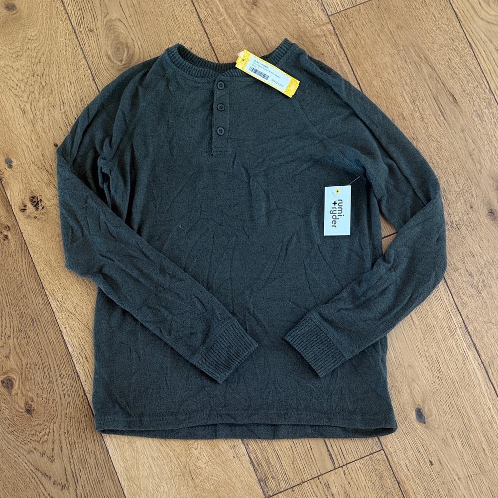 Olive Green Classic Cozy Henley Raglan